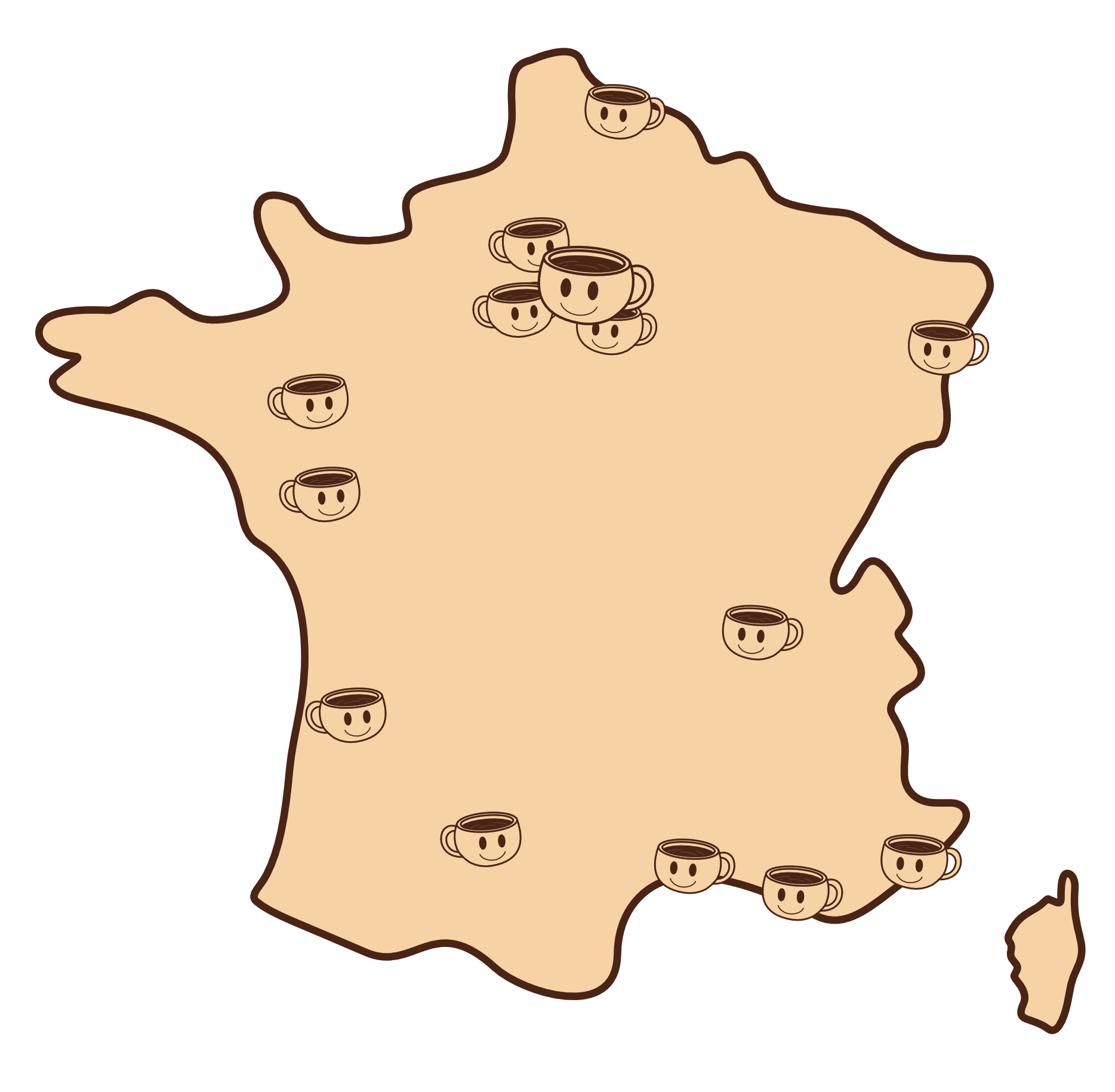 Carte de France — communautés Papa Café Club